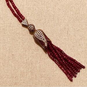 Grand Bazaar | Necklace | CZ & Ruby Tassel Pendant